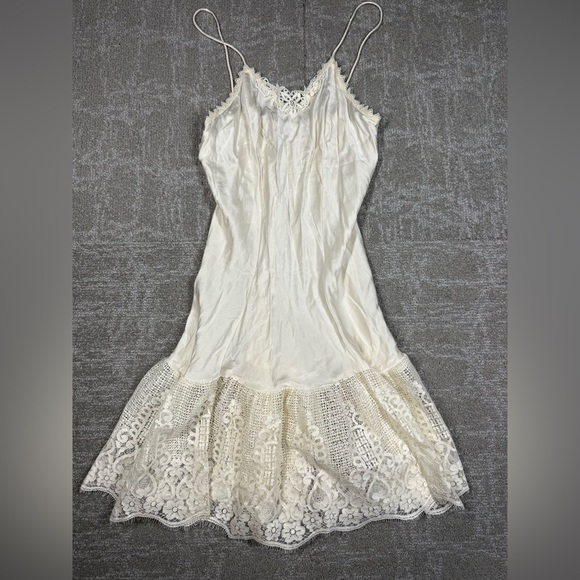 Vintage Katherine Harestad White Rose Lace Lingerie Slip Dress Small